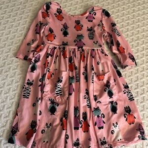 Pink Cat Mummy Print Twirl Dress